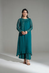 2 Piece Chiffon Embroidered Suit (FS0166)