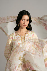 3 Piece Printed Raw Silk Printed Suit (FS0171)