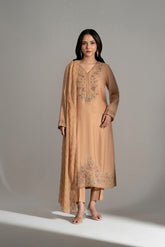 3 Piece Khadi Net Embroidered Suit (FL0196)