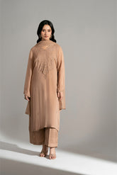3 Piece Raw Silk Embroidered Suit (FL0198)