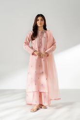 3 Piece Cotton Silk Jacquard Embroidered Suit (CS0663)