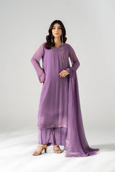3 Piece Chiffon Embroidered Suit (FL0222)