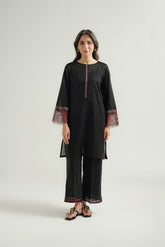 2 Piece Cotton Stripe Embroidered Suit (CP0478)