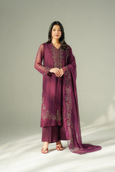 3 Piece Chiffon Embroidered Suit (FL0216)