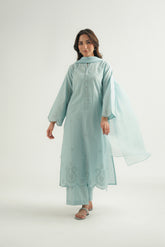 3 Piece Cotton Rip Stop Embroidered Suit (CP0483)