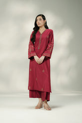 2 Piece Cotton Silk Embroidered Suit (FL0244)