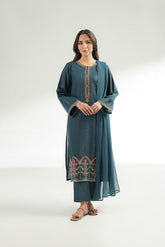 3 Piece Masoori Stripe Lawn Embroidered Suit (CS0556)