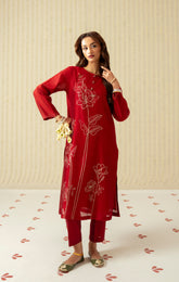 2 Piece Viscose Khaddi Net Embroidered Suit (CS0214)