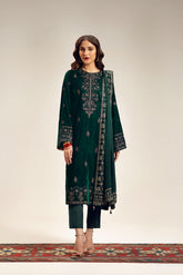 3 Piece Unstitched Velvet Embroidered Suit (UF0020)