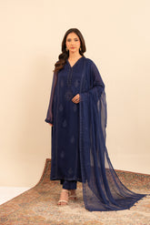 3 Piece Chiffon Embroidered Suit (FL0022)