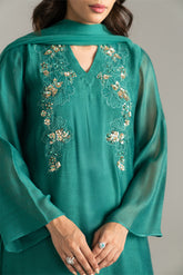 3 Piece Khaddi Net Embroidered Suit (FL0026)