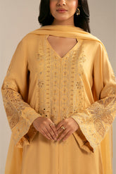 3 Piece Raw Silk Embroidered (FL0064)