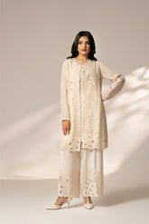 2 Piece Raw Silk Embroidered Suit (FL0074)