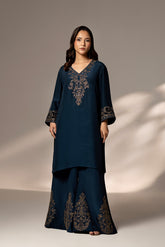2 Piece Raw Silk Embroidered Suit (FL0079)