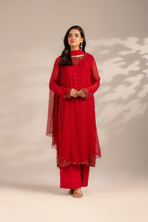 3 Piece Chiffon Embroidered Suit (FL0082)