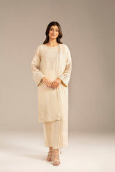 3 Piece Raw Silk Embroidered Suit (FL0093)