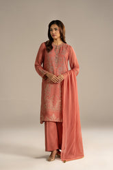 3 Piece Chiffon Embroidered Suit (FL0117)