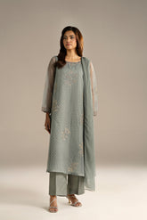 3 Piece Organza Embroidered Suit (FL0119)