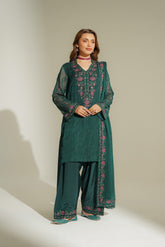 3 Piece Chiffon Embroidered Suit (FL0174)