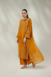 3 Piece Cotton Silk Embroidered Suit (FL0253)