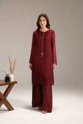 2 Piece Chiffon Embroidered Suit (FS0091)