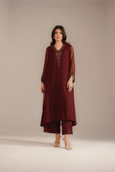 2 Piece Chiffon Embroidered Suit (FS0098)