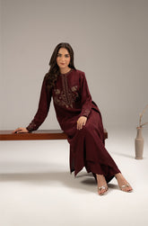 2 Piece Raw Silk Embroidered Suit (FS0100)