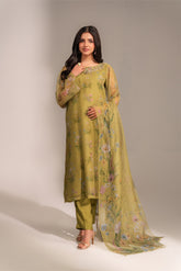 3 Piece Rajo Net Printed Printed Suit (FS0128)