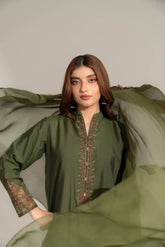 3 Piece Cotton Silk Embroidered Suit (FS0143)