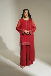 3 Piece Chiffon Embroidered Suit (FS0154)