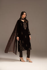 3 Piece Velvet Embroidered Suit (FV0008)