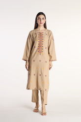 2 Piece Cotton Karandi Embroidered Suit (HB1232)