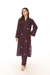 2 Piece Cotton Embroidered Suit (HB1241)