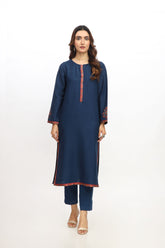 2 Piece Cotton Karandi Embroidered Suit (HB1242)