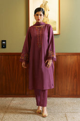 3 Piece Slub Khaddar Embroidered Suit (BA0092)
