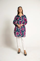 1 Piece Printed Slub Khaddar Printed & Tasselling Shirt (PD1286)