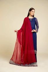1 Piece Chiffon Embroidered Dupatta (AA5380)