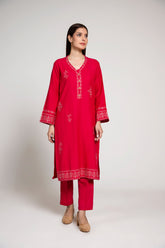 2 Piece Cotton Karandi Embroidered Suit (HB1223)