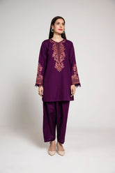 2 Piece Slub Khaddar Embroidered Suit (AE0048)