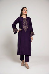 2 Piece Raw Silk Embroidered Suit (AS0445)