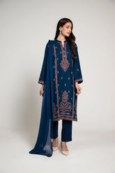 3 Piece Cotton Karandi Embroidered Suit (BA0024)