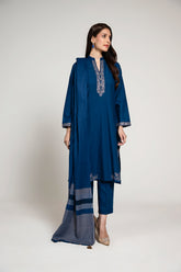 3 Piece Slub Khaddar Embroidered Suit (BA0030)