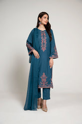3 Piece Lawn Karandi Embroidered Suit (BA0025)