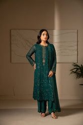 3 Piece Unstitched Chiffon Embroidered Suit (UF0015)