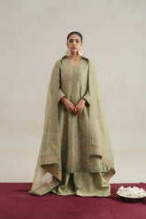 3 Piece Unstitched Emboss Zari Net Embroidered Suit (UF0009)