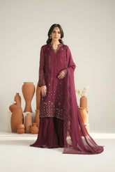 3 Piece Chiffon Embroidered Unstitched Suit (UF0034)