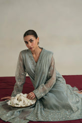 3 Piece Unstitched Badla Zari Embroidered Suit (UF0004)