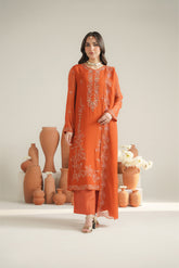 3 Piece Chiffon Embroidered Unstitched Suit (UF0030)