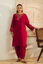 2 Piece Slub Khaddar Embroidered Suit (AE0043)