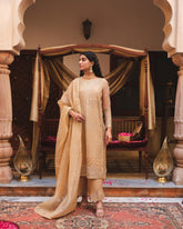 3 Piece Unstitched Organza Embroidered Suit (AU0020)